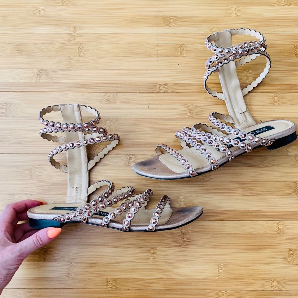 Sergio Rossi Crystal Gladiator Sandal - rose gold